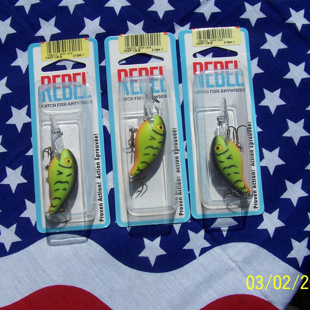 Rebel 1.5" Deep Diving CB-B Fishing Lure Bait Fire Tiger Vintage