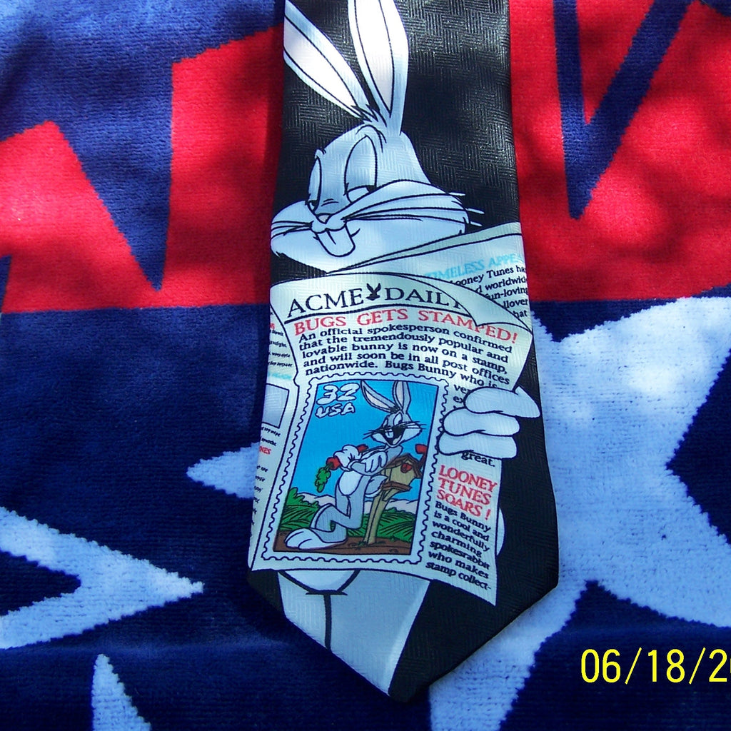 Looney Tune Bugs Bunny 1997 Stamp collection Tie (Vintage)
