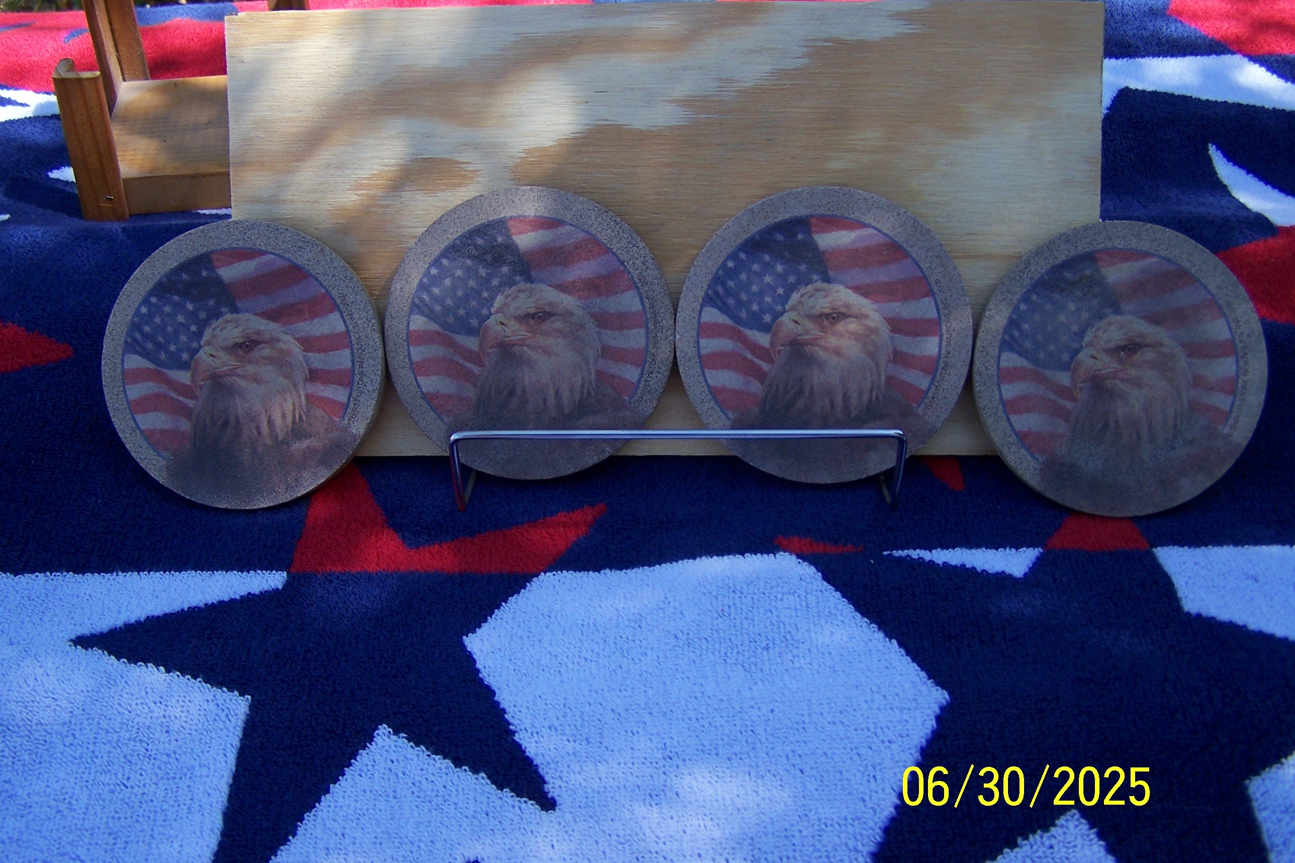 Eagle Coasters Absorbent Sandstone Patriotic: Set of 4 Vintage